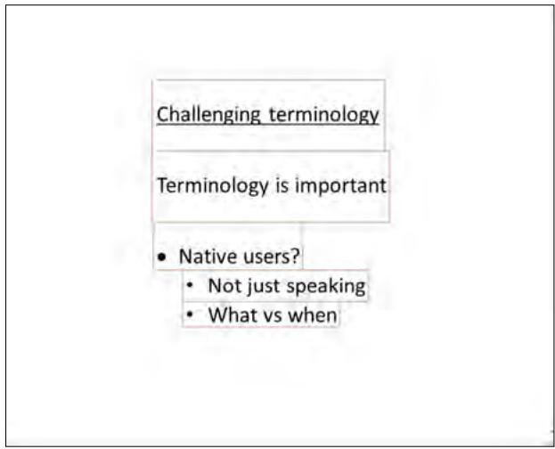 Figure 2: Slide image for Lecture A, Topic Heading Only condition with Interest Areas outlined in orange
